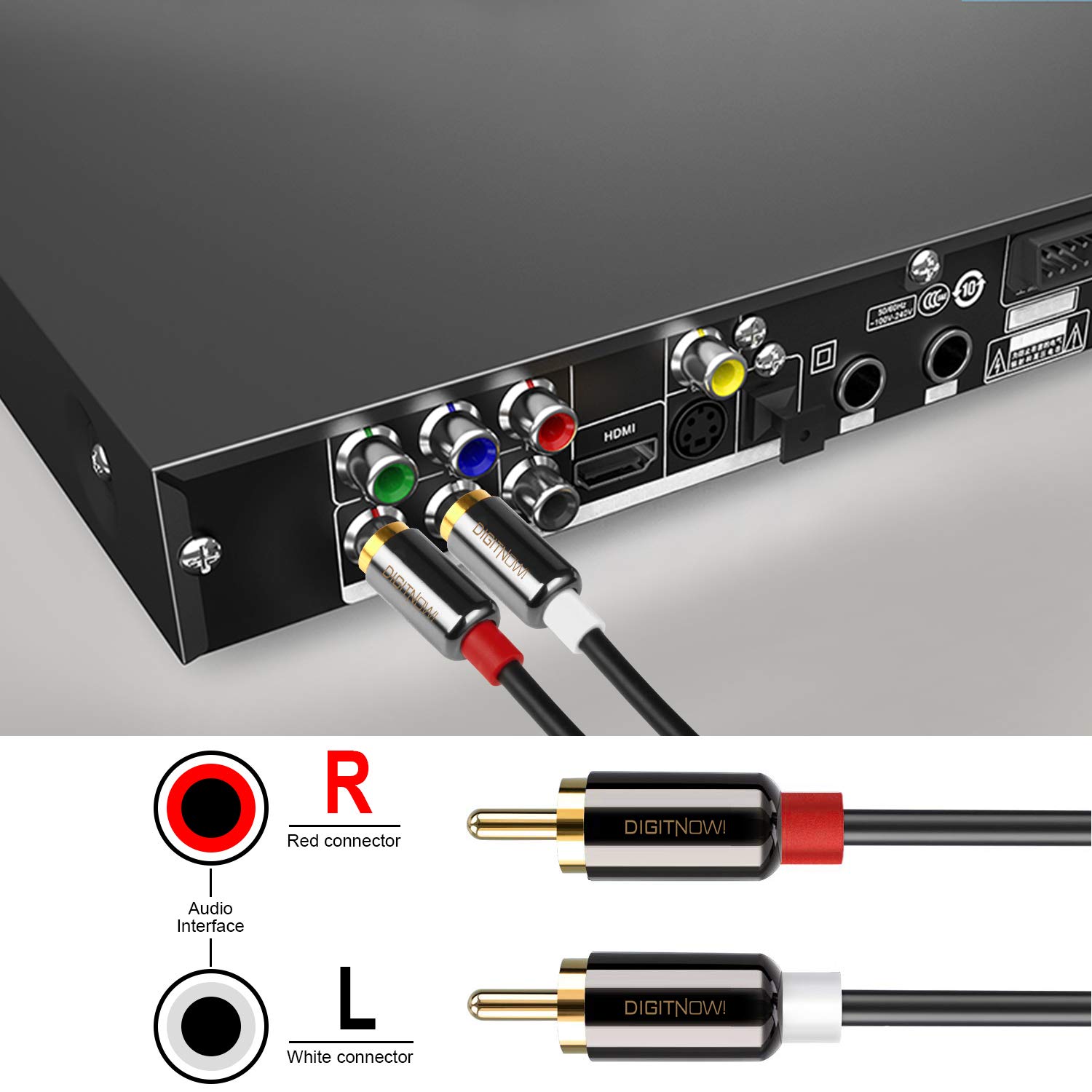 2RCA Male to 2 RCA Male Stereo Audio Cable Gold Plated for Home Theater, TV, Gaming Consoles, Hi-Fi Systems, 3.3Ft: Industrial & Scientific