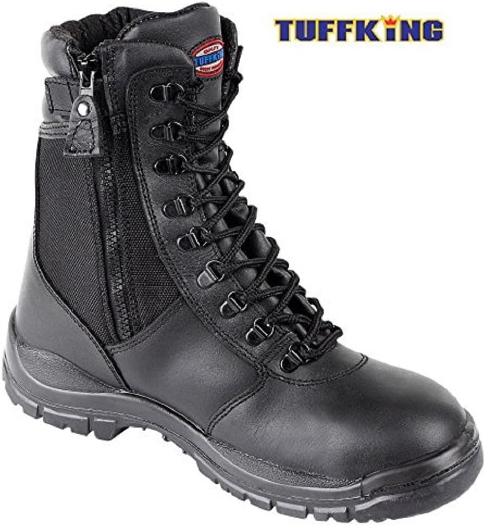 Black Zip Up High Leg Steel Toe Work Safety Boots 9108 Tuffking Boot UK4-13 (UK 13)