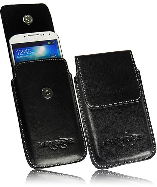 Exclusiv Slim Design Echt Ledertasche Handytasche Gürteltasche Vertikaltasche von Matador in Schwarz/Black für Sony Xperia V 