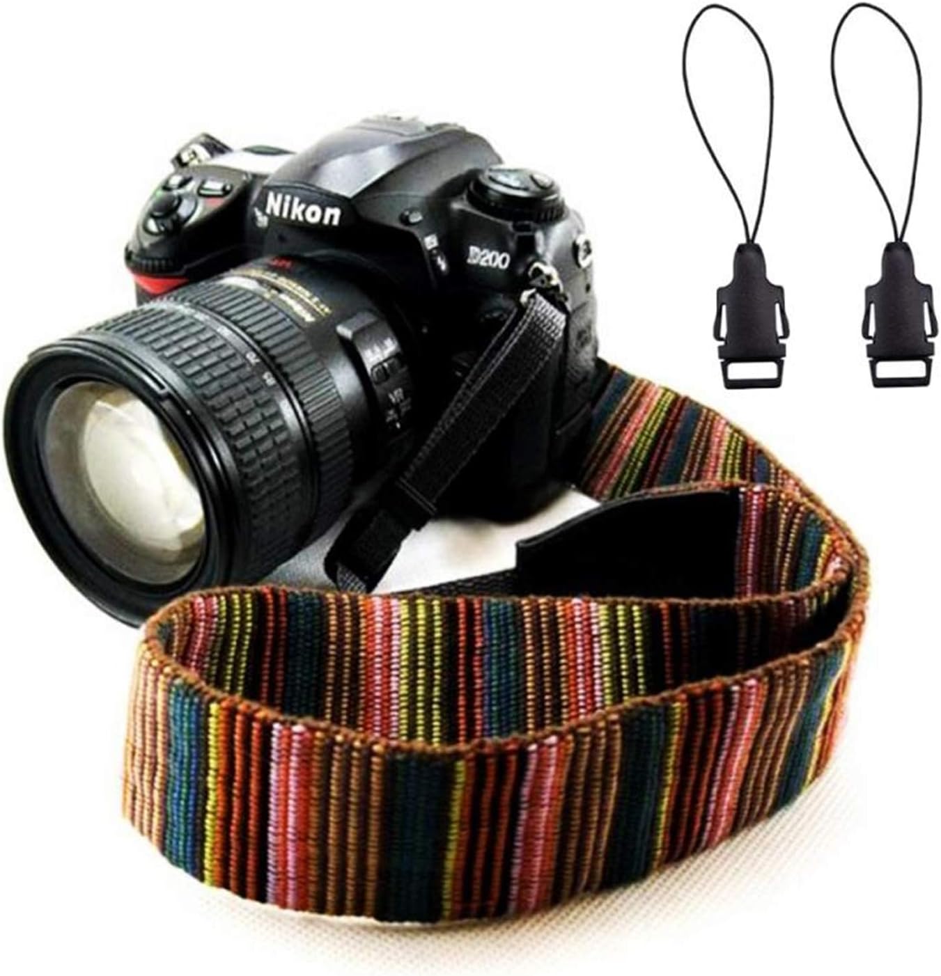 Wannabuy Camera Soft Shoulder Neck Strap with Free Quick Release Buckles Universal Camcorder Belt Strap Vintage Antislip Strap for Women Men All DSLR SLR Cameras (Multicolor)