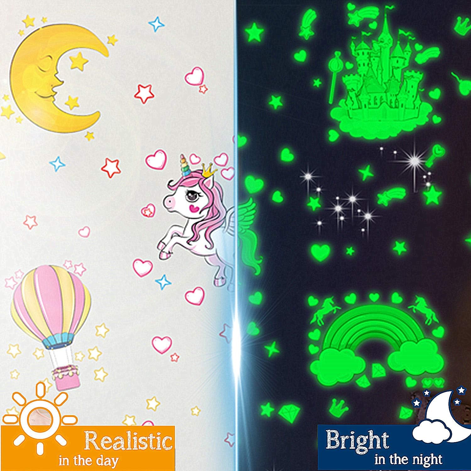 Adesivi Luminosi Al Buio Adesivi Luminosi Murali Unicorno Castello Palloncino Luna Arcobaleno E Stelle Adesivi Murali Per Cameretta Bambini Prima Infanzia Decorazioni Murali Teacuppublishing Com