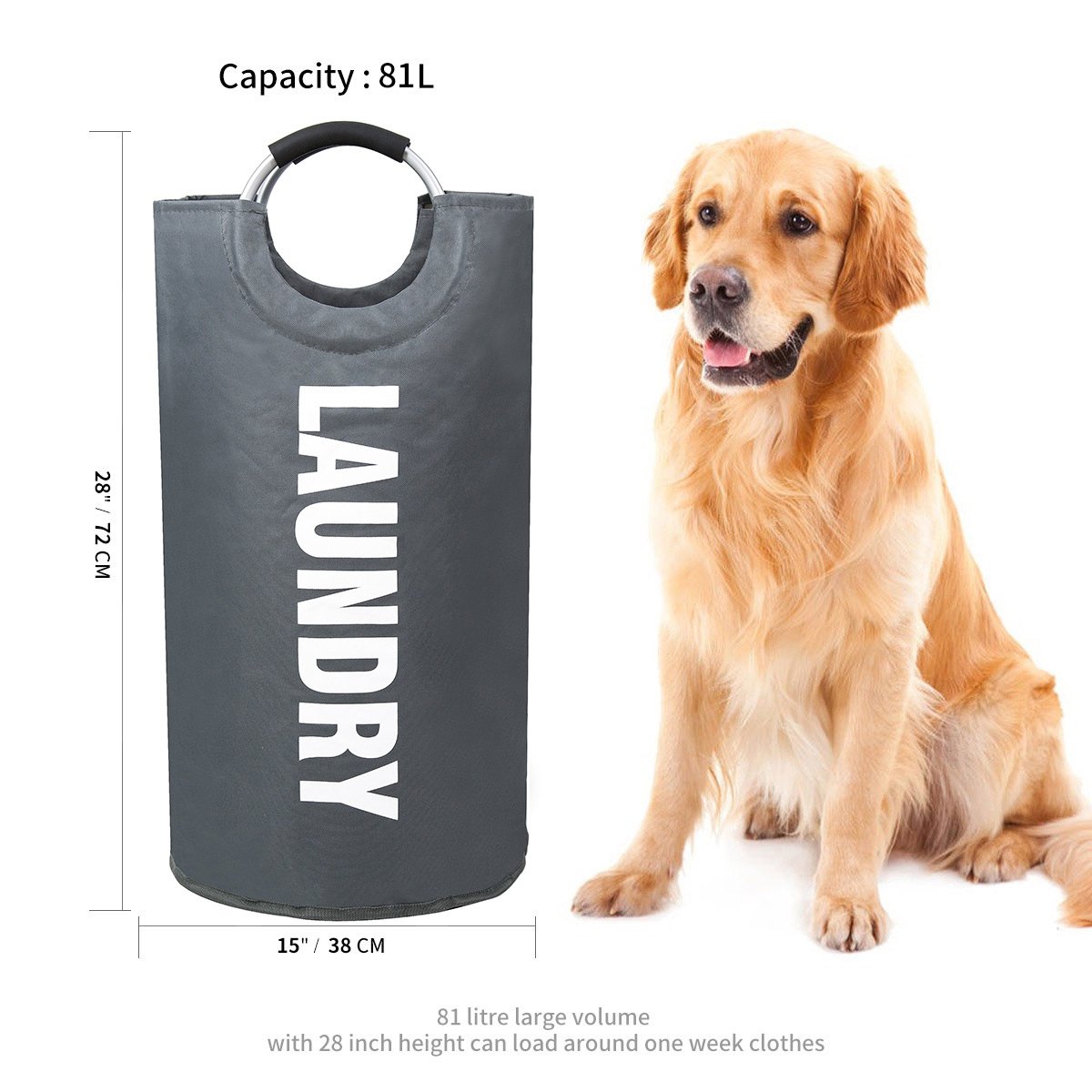 chrislley cesta para la ropa sucia (Oxford grande papelera plegable bolsa para la colada plegable lienzo Holder