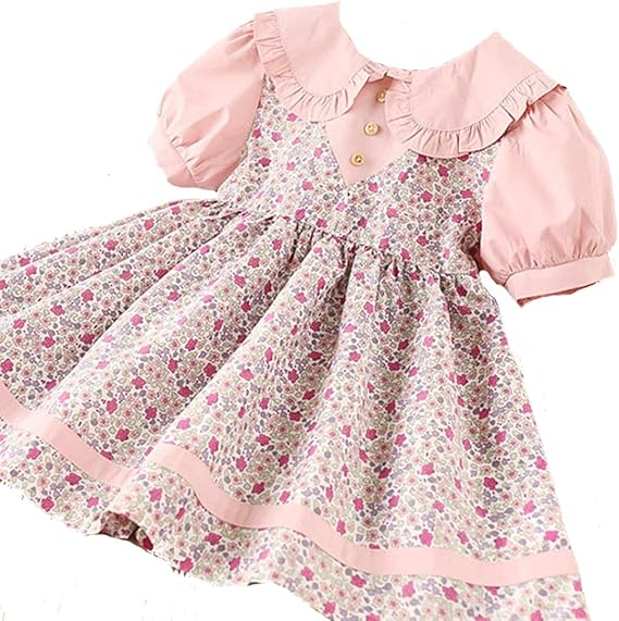 Amazon 0347 Marchen Rose 小花柄 ワンピース ピンク キッズ 半袖 女の子 子供服 保育園 幼稚園 小学生 可愛い おしゃれ おでかけ 姉妹コーデ リンクコーデ 春 夏 秋 90 100 110 1 130 ワンピース チュニック 通販