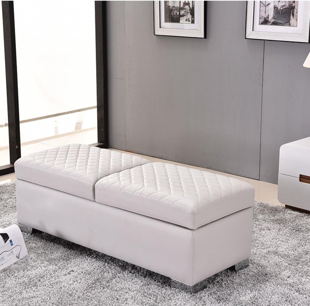 HM&DX Otomana Almacenamiento Asiento con Tapa De Flipping,Cuero