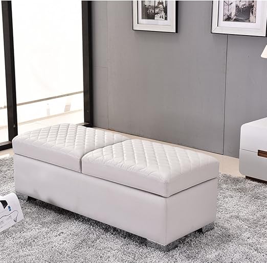 HM&DX Otomana Almacenamiento Asiento con Tapa De Flipping,Cuero