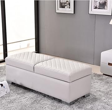 HM&DX Otomana Almacenamiento Asiento con Tapa De Flipping,Cuero