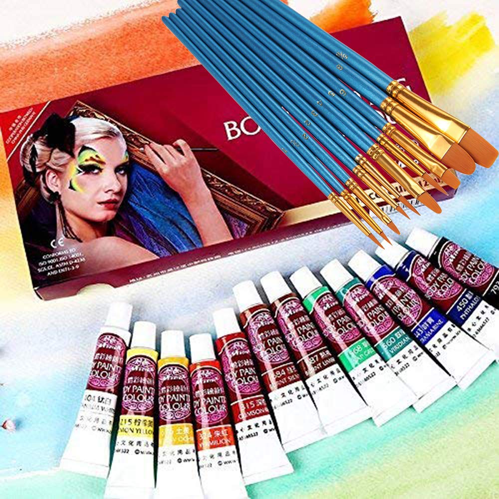 AINCRSO Professional Face Body Paint Oil with Brush, Hypoallergenic Non-Toxic Oil Halloween Birthday Party Makeup, Body Painting for Adults and Kid, Halloween Makeup Paint Supplies