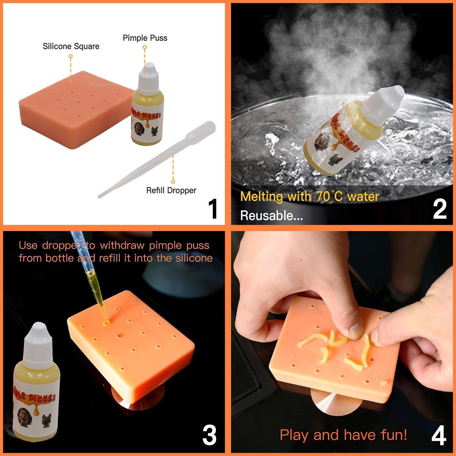 VIEE pimple popping toy,Funny Squeeze Acne Toys Stress Relief Toys Stop Picking Your Face for Kids Teens Adults (Peach Color）