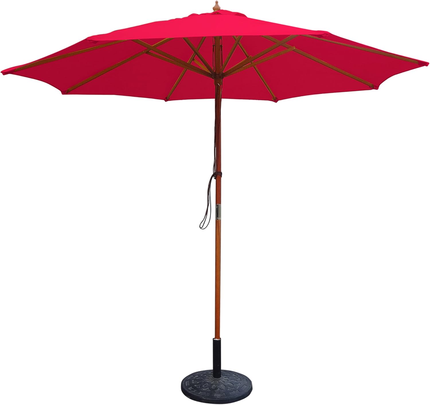 Amazon Com Jeco Wood Market Umbrella Market Umbrella Red 9 Garden Outdoor