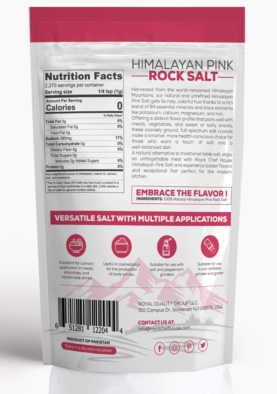 Himalayan Pink Salt 5 lbs Coarse Grain Bulk Bag - Hymalain Pure Gourmet Crystals - Himilian 100% Natural - Contains 84 Minerals -Suitable for Body Bath Scrubs Table Salt Grinder & Salt Mills - Kosher : Grocery & Gourmet Food