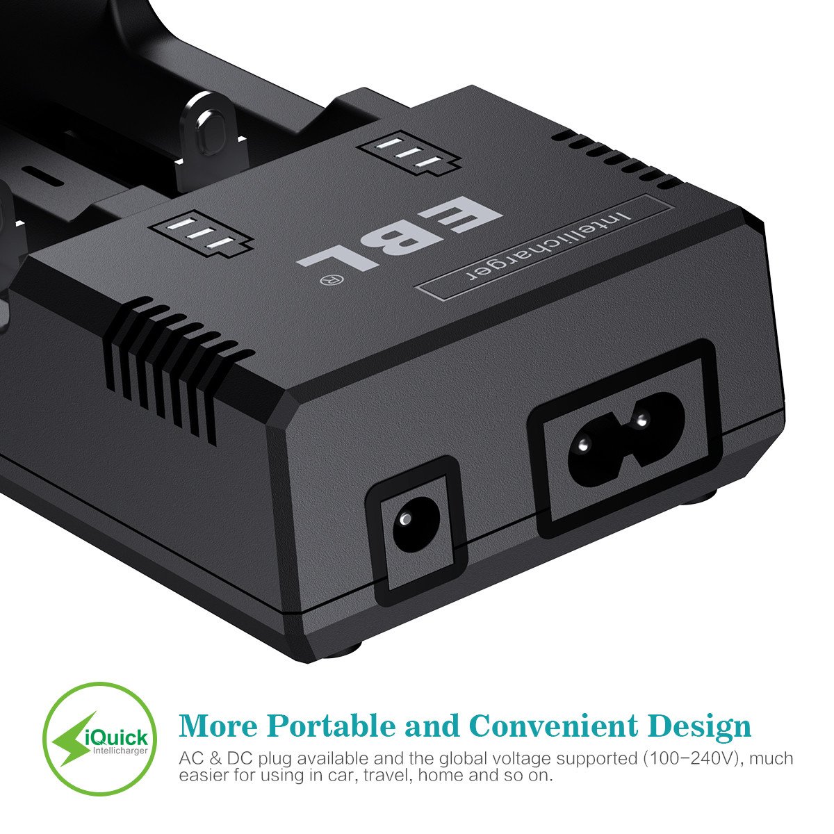 EBL Universal Rechargeable Battery Charger for Ni-MH/Ni-CD AA AAA C Rechargeable Batteries and 3.7V Li-ion Batteries 18650 18490 18350 17670 17500 16340(RCR123) 14500