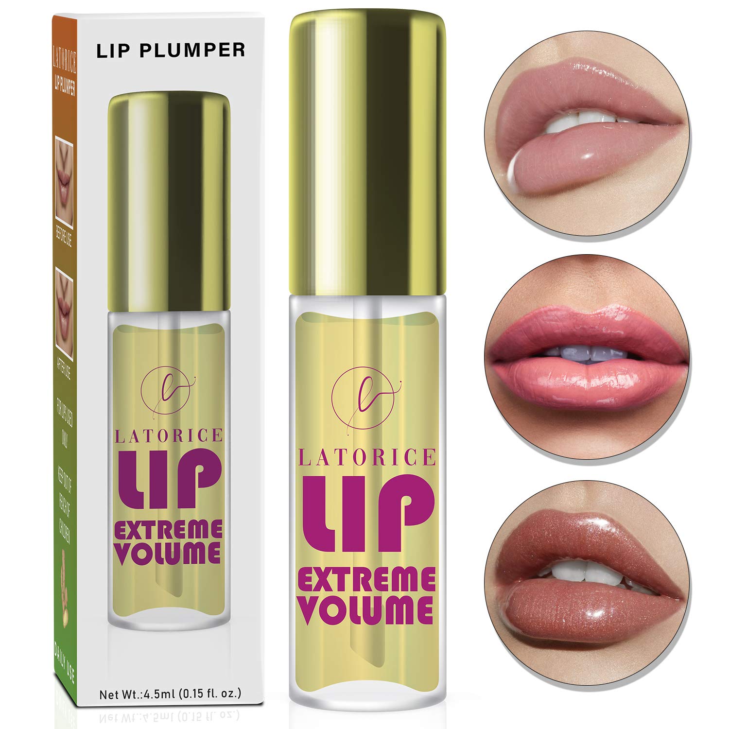 Lip Plumper, Natural Lip Enhancer, Lip Care Serum, Moisturizing Transparent Lip Oil, Lip Plumper Fuller & Hydrated Beauty Lips, Latorice (Strong): Beauty