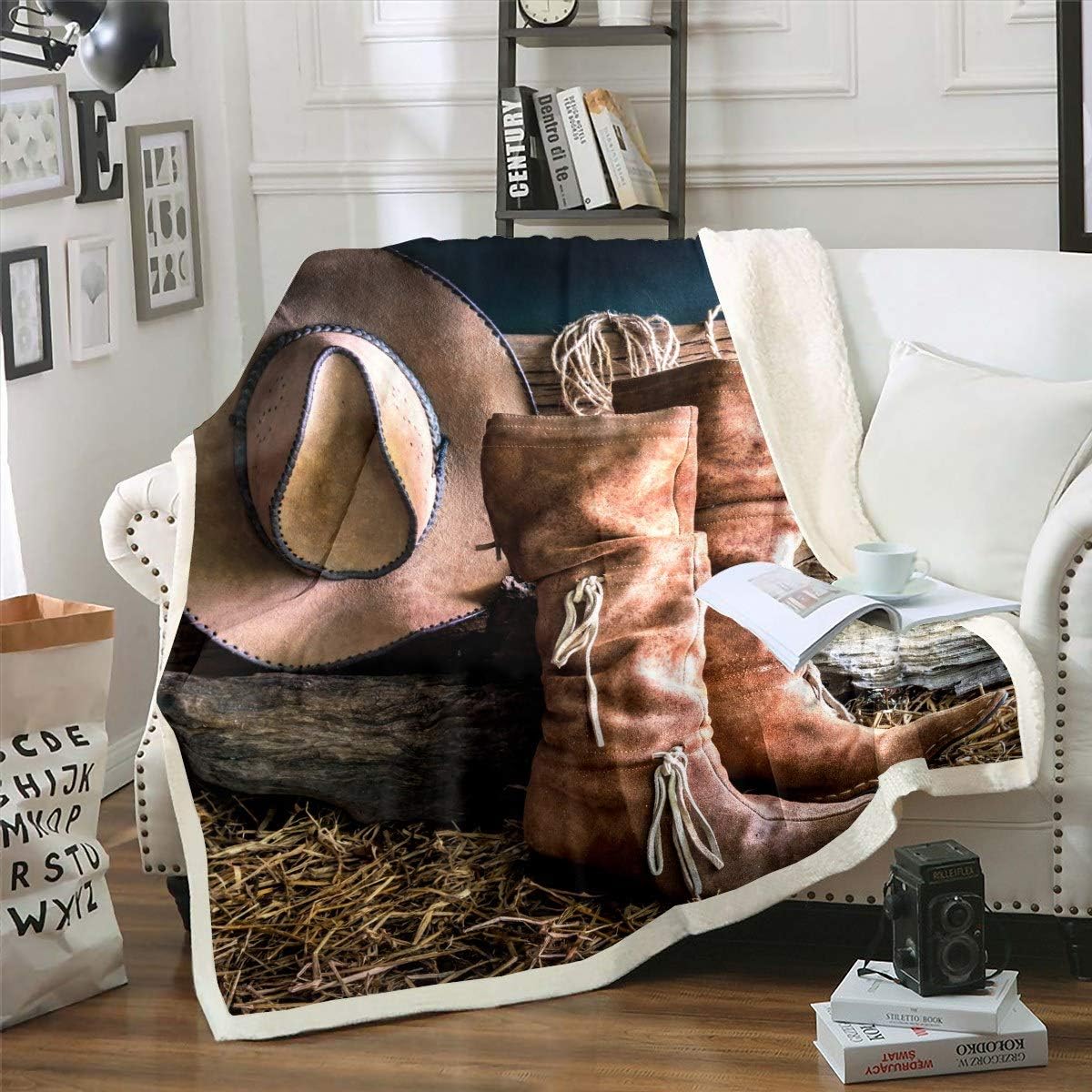 Feelyou Western Cowboy Fleece Blanket for Couch Sofa