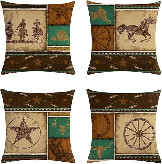 Amazon Com Geinne 4pack Cowboy Style Throw Pillow Case Vintage