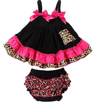 Amazon Mamastreet 春夏ベビー子供 フリフリ パンツ キャミワンピ セット ピンク ブラック ヒョウ柄 女の子 73cm 1cm 90cm ワンピース チュニック ベビー マタニティ 通販