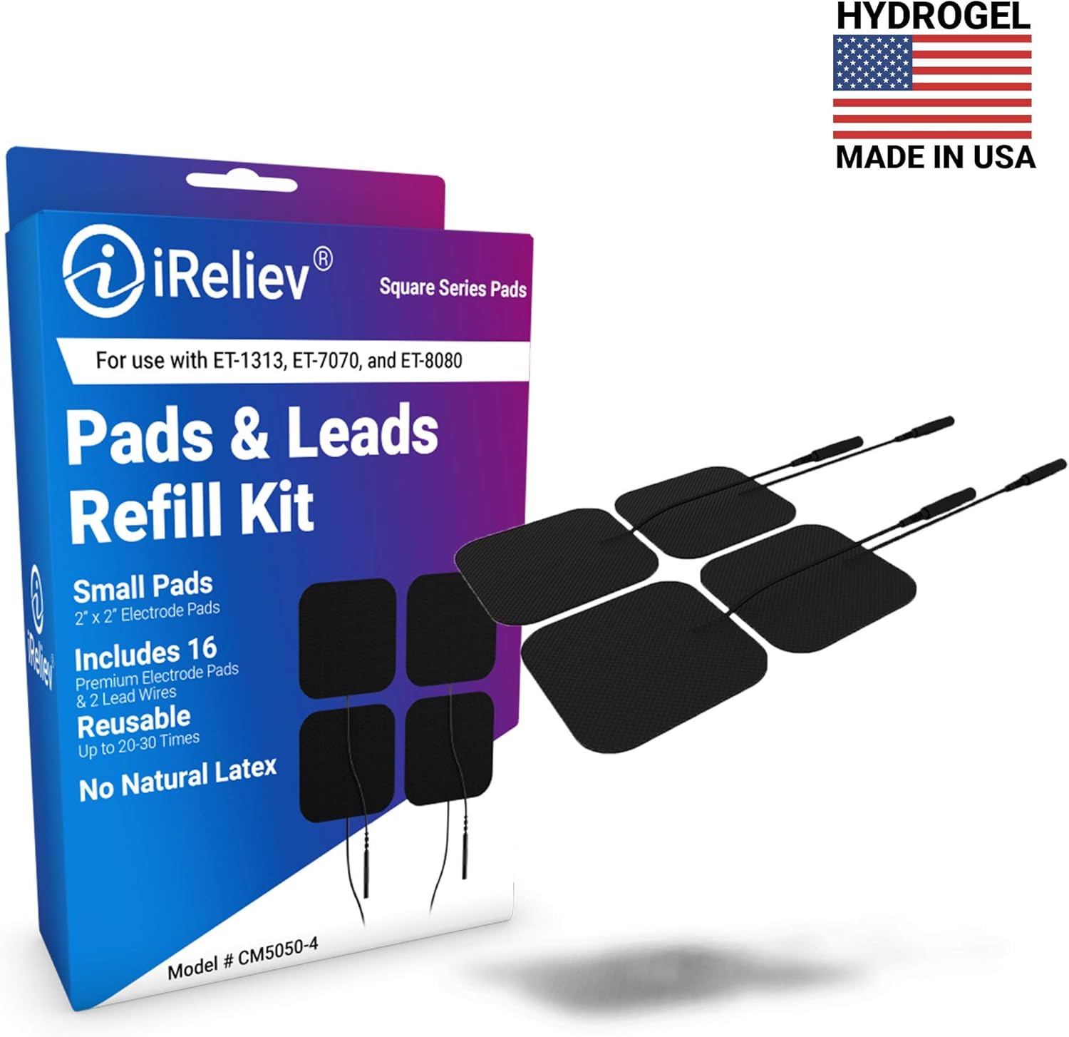 iReliev Electrodes 4 Piece with 2 Lead Wires, 6.4 Ounce