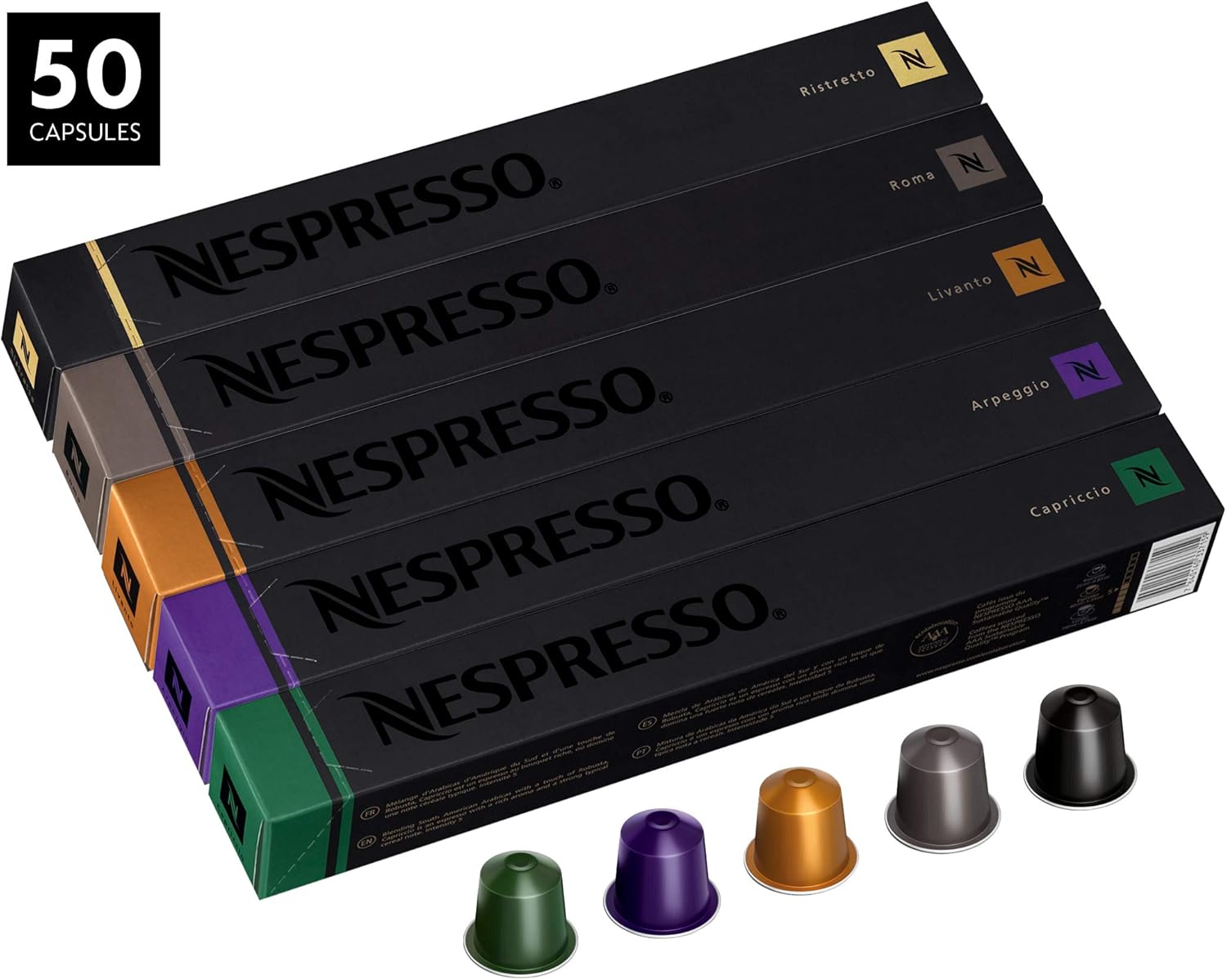 Nespresso OriginalLine Variety Pack Capsules, 50 Count Espresso Pods
