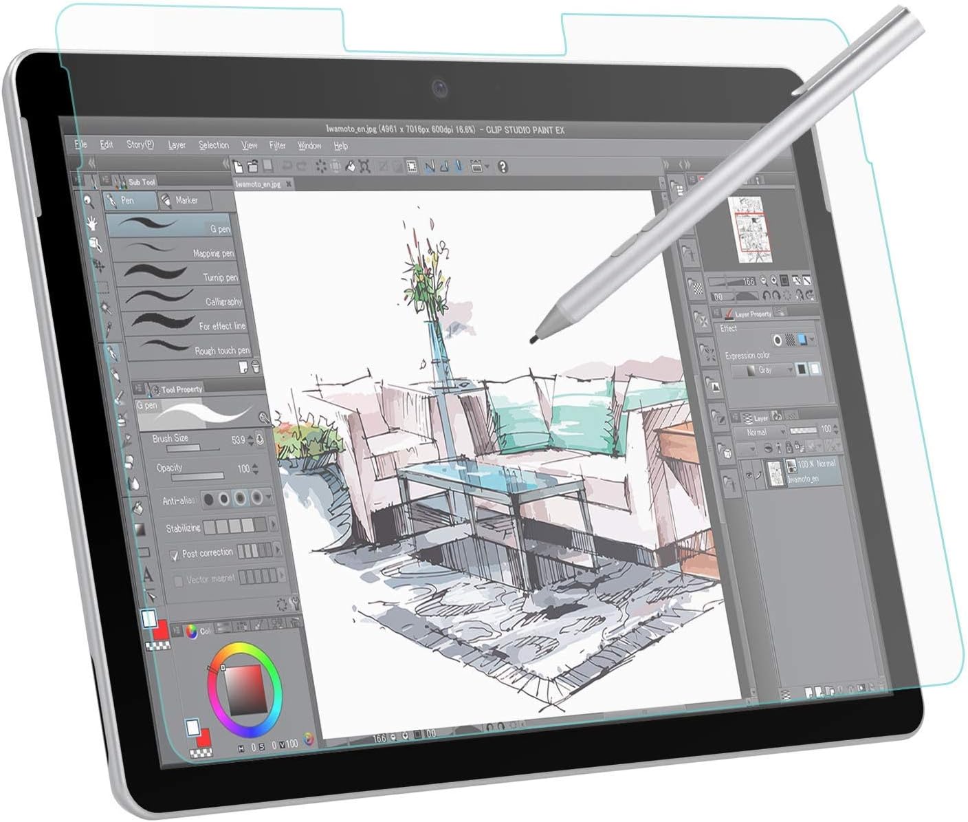 Fulson Paper-Like Screen Protector (Not Glass) for Ipad Pro 2017 12.9inch， Write, Draw and Sketch with The Apple Pencil Like on Paper, Anti Reflection PET Film for Ipad Pro 2017 12.9inch Clear