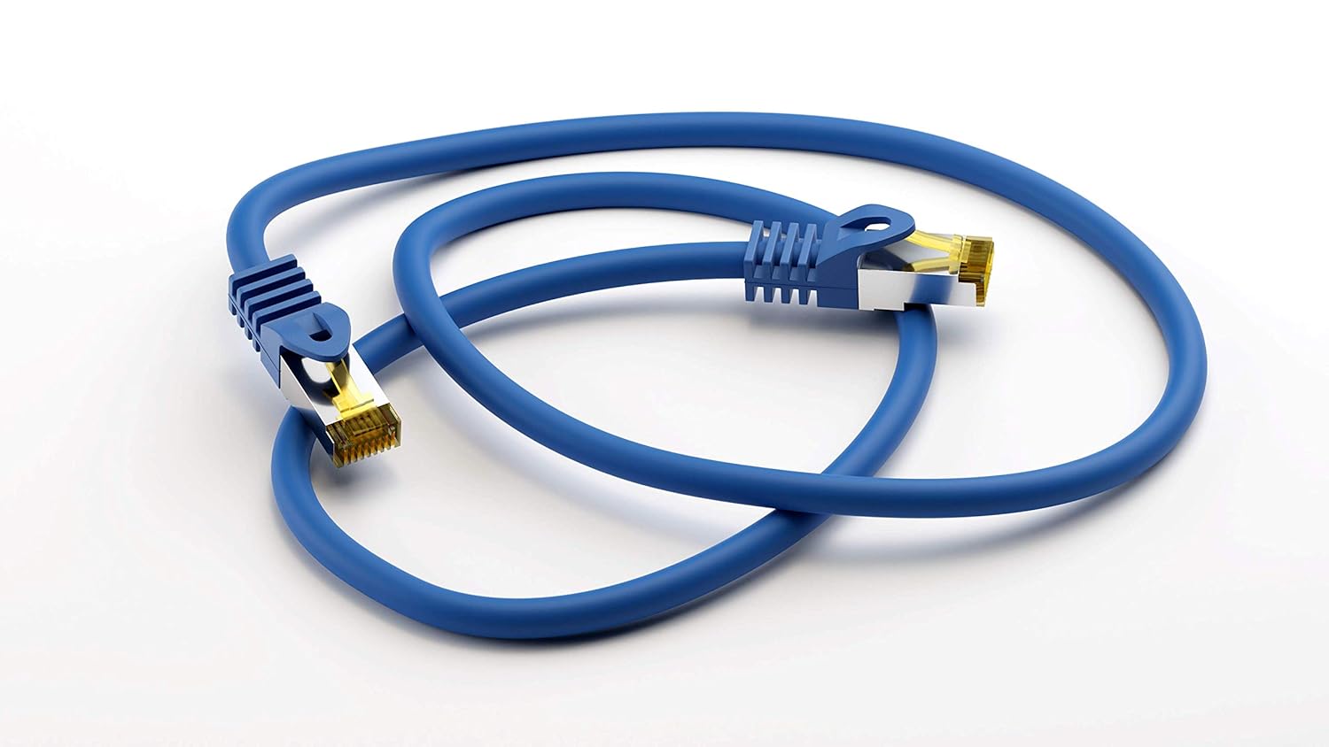 Goobay 92672 RJ45 Patch Cable with CAT 7 Raw Cable Double Shielded S-FTP up to 600 MHz Halogen- Copper Cable Connector Gold-Plated Contacts 0.5 m Blue - Image 4