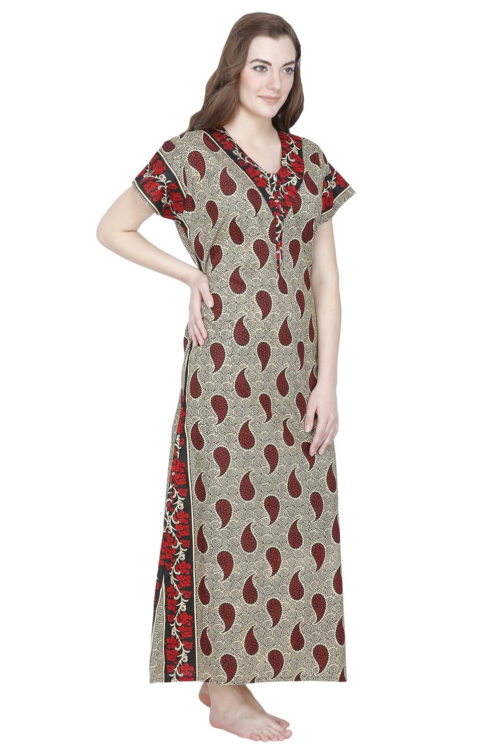 secret wish women's cotton nighty, nightdress (free size)