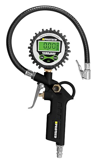 Proteco-Werkzeug® digitaler Luftdruckprüfer Luftdruckmesser Reifenfüller mit Digitalanzeige Reifenfüllgerät Druckluftprüfer
