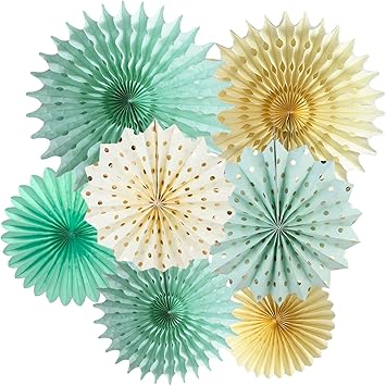 Amazon Co Jp ミントゴールド 誕生日パーティーデコレーション ミント クリームゴールド 水玉模様 ペーパーファン お試しベビーシャワーデコレーション ミントゴールド ウェディング ミント 最初の誕生日 ブライダルシャワーデコレーション ホーム キッチン