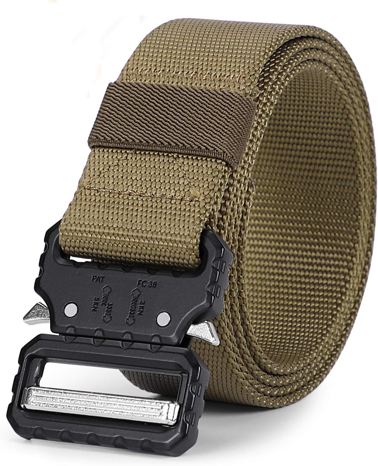 WERFORU Tactical Belt, Military Style Webbing Riggers Nylon Belt with Heavy-Duty Quick-Release Metal Buckle 1.5 Inches Wide …
