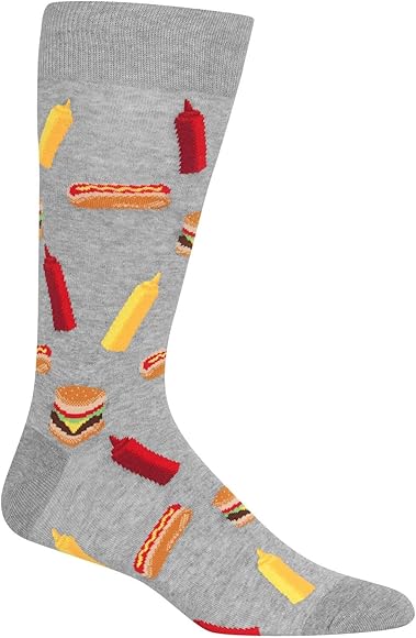 Hot Sox Bbq Food Crew Socks 1 Pair Sweatshirt Heather Grey