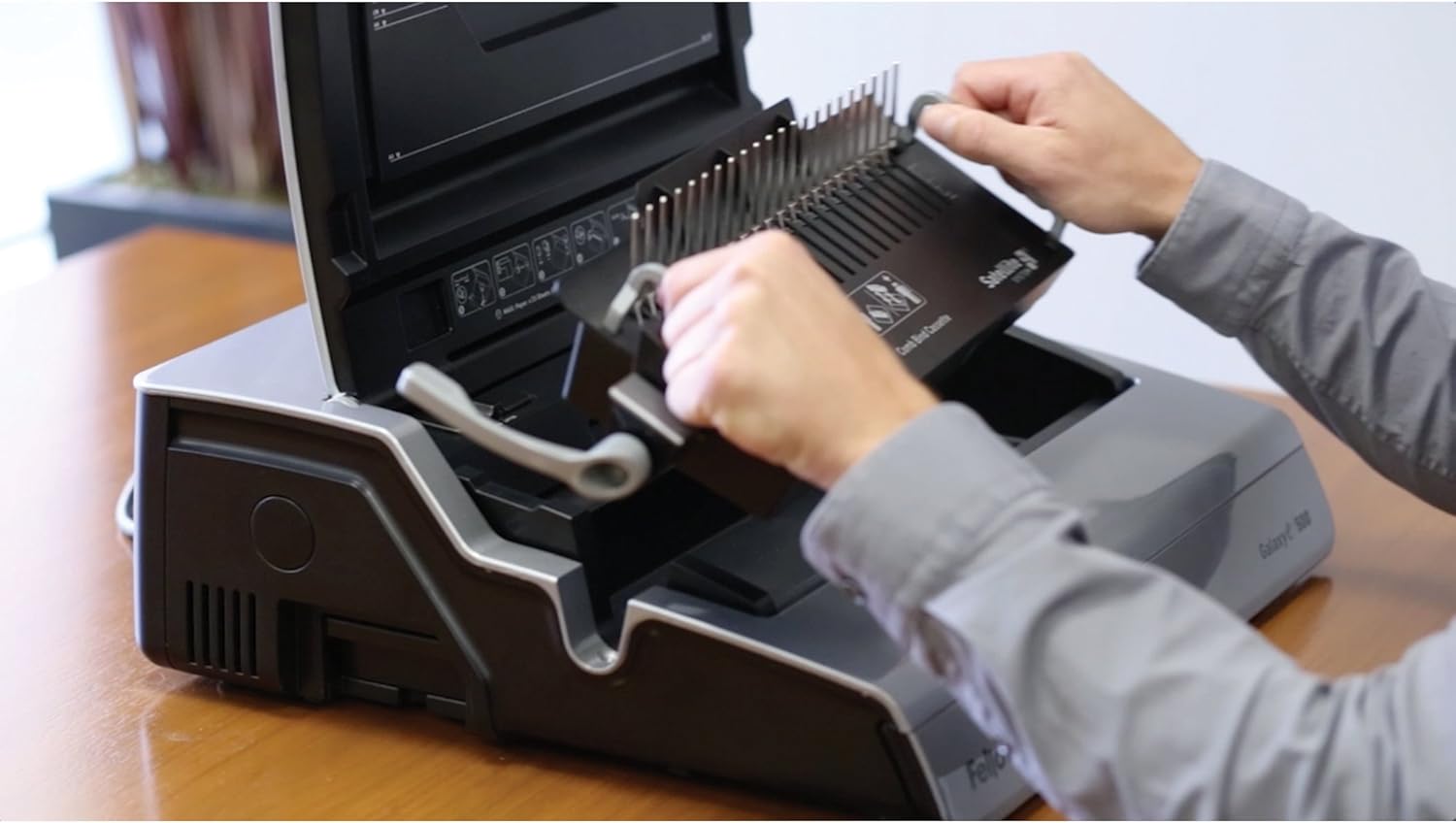 Fellowes 5218301 Galaxy 500 Electric Comb Binding System, 500 Sheets, 19 5/8x17 3/4x6 1/2, Gray : Office Products