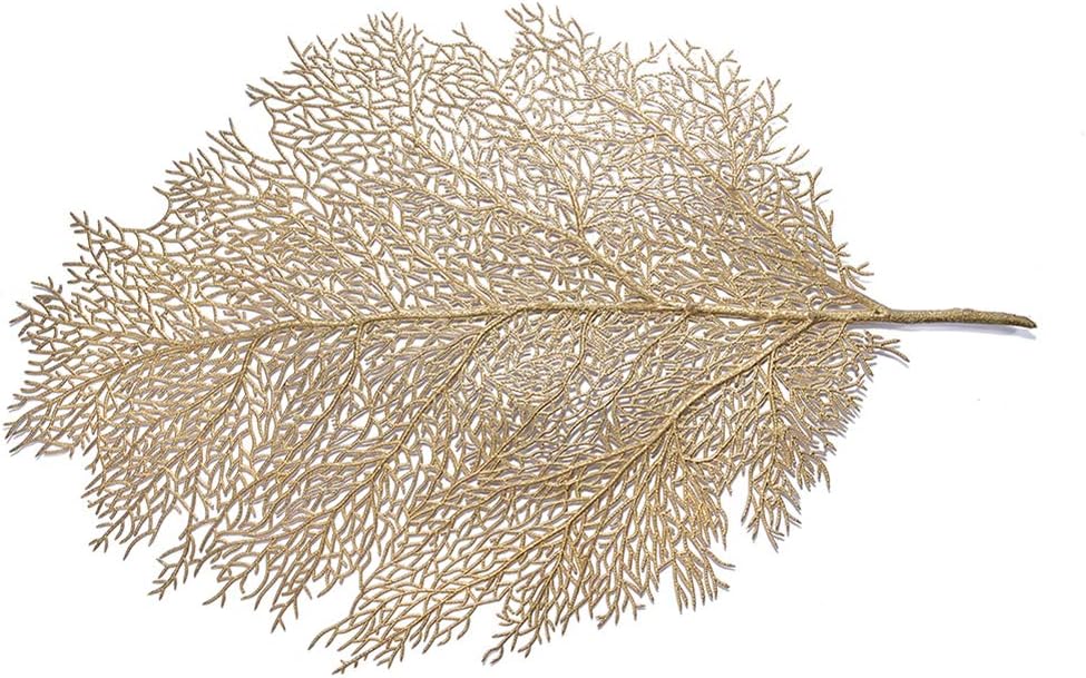 BLagenertJ Simulation Leaf Design Kitchen Placemat Heat Insulation Mat Bowl Anti-Slip Pad Home Table Decor Golden