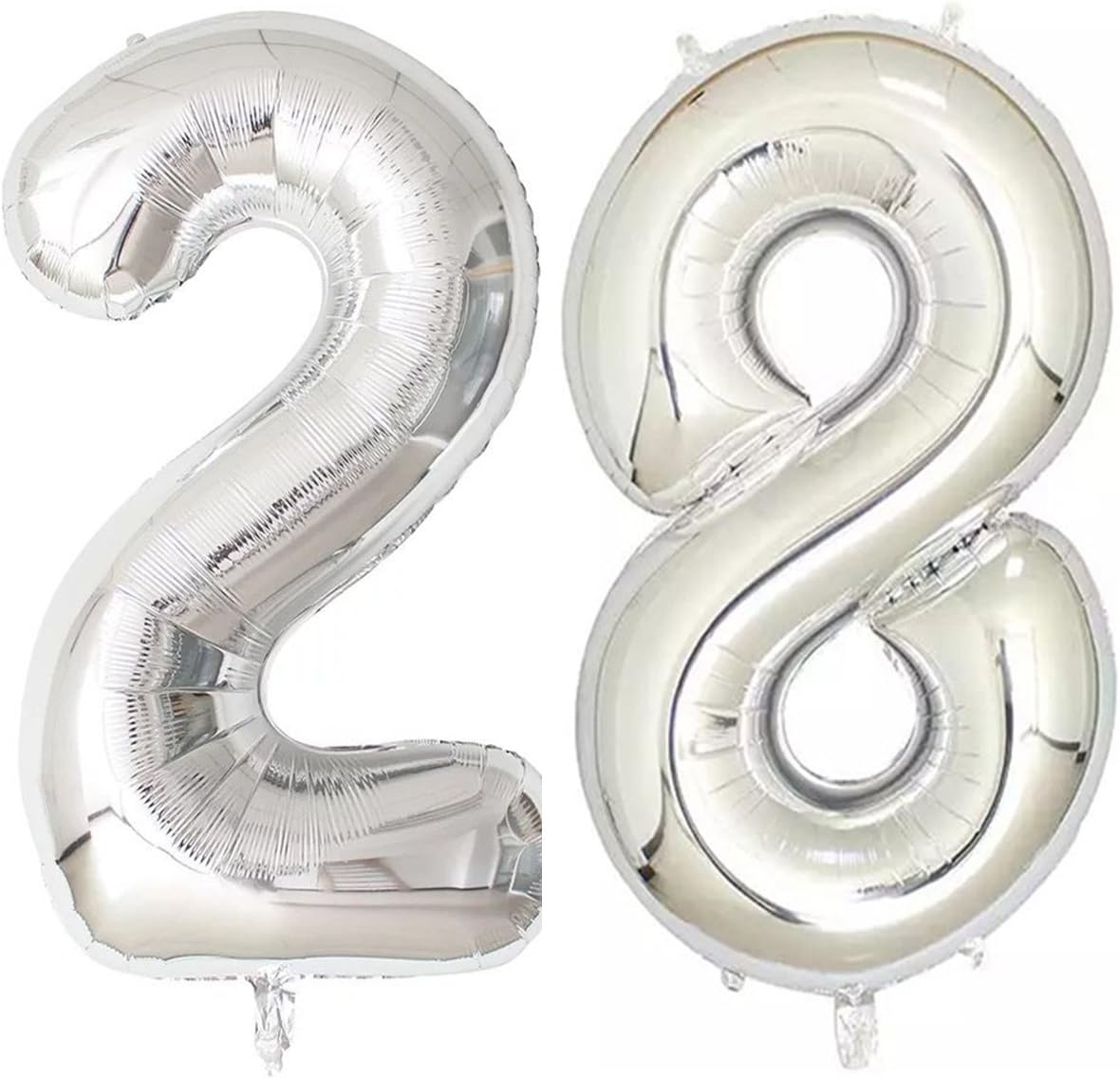 40inch Silver Foil 28 Helium Jumbo Digital Number Balloons, 28th Birthday Decoration