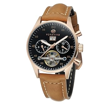 forsining Damen-Armbanduhr Automatische Tag Automatik Kalender Lederband Marke Collection Armbanduhr fsl691 m3b1