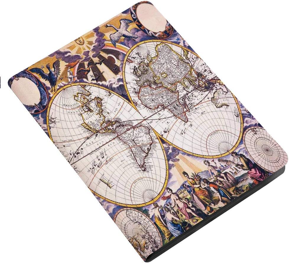 Wanderlust Decor Slim Stand Hard Back Shell Protective Smart Cover Case for iPad 7th Gen 10.2 Inch 2019 (A2197 A2198 A2200) Antique World Map with Farmers Field Sun Birds Clouds Fantasy Sky iPad 10.2