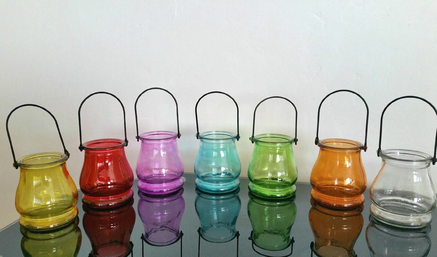 Buy Glass Hanging Tea Light Candle Holders Tealight Lanterns Online At Low Prices In India Amazon In