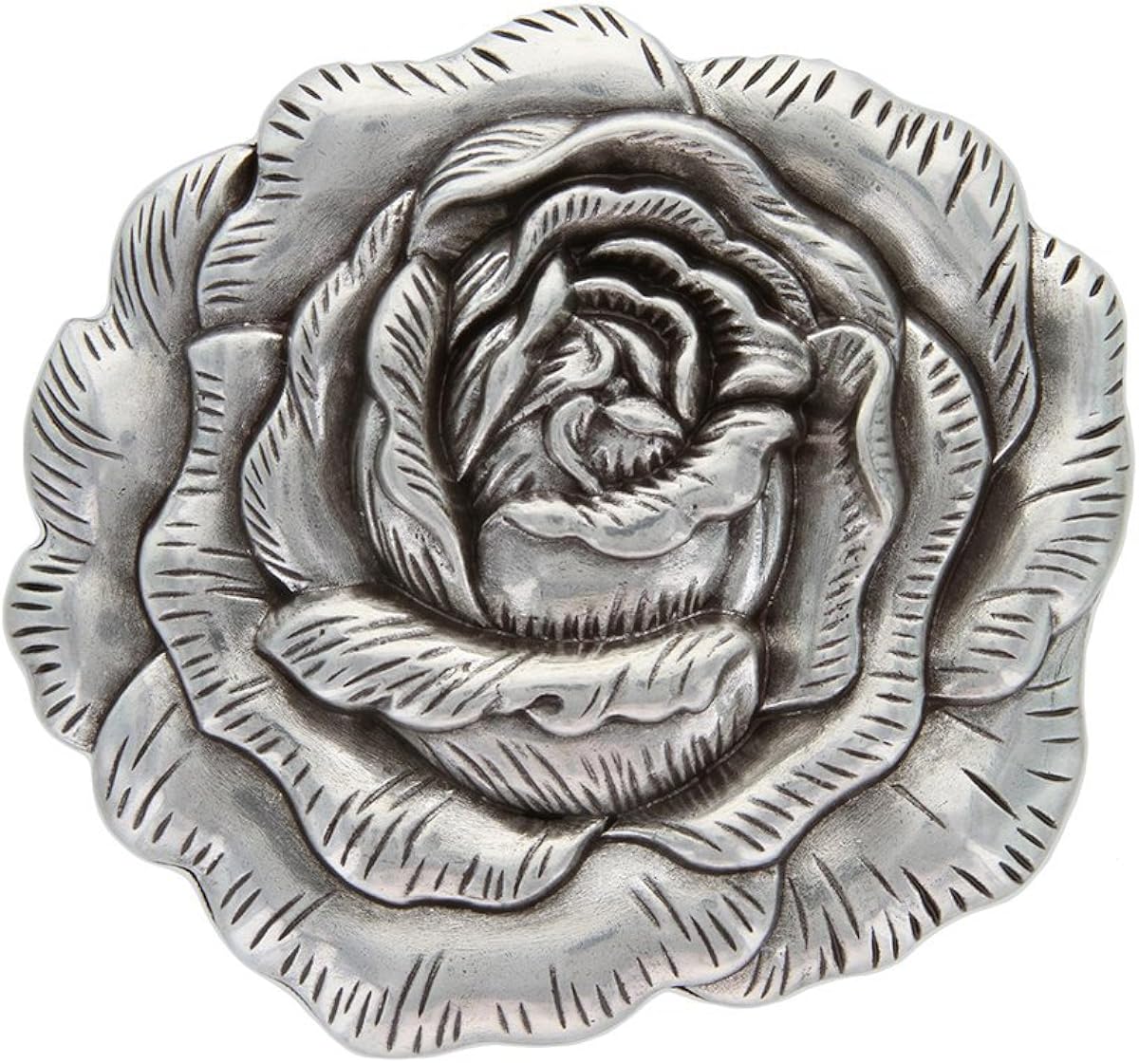 3-d Engraved Rose Belt Buckle Made for 1.5" Wide Straps (Antique Silver): Clothing