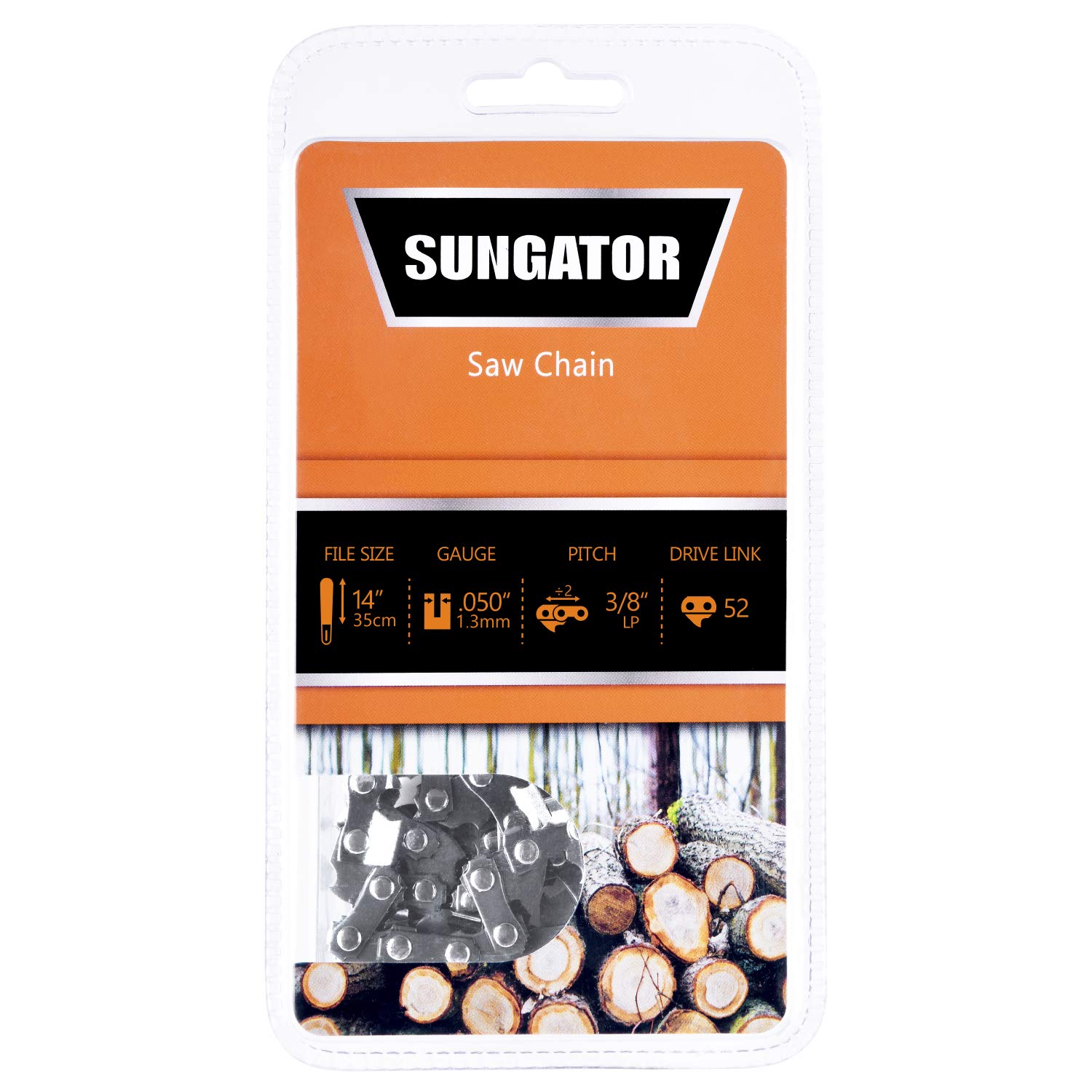 SUNGATOR Chainsaw Chain SG-S52, 14-Inch - .050" Gauge - 3/8" LP Pitch - 52 Drive Links, Semi-Chisel Saw Chain Fits Specific Models of Craftsman, Echo, Homelite, Poulan