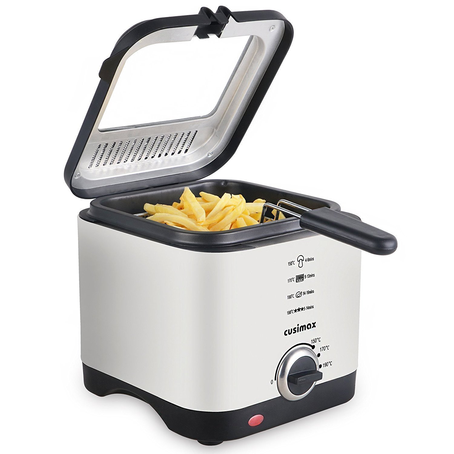 Cusimax 1.5L Electric Fryer, 900W, Stainless Steel Deep Fat Fryer with