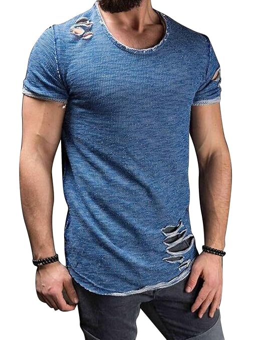 Cindeyar Herren T-Shirt Kurzarm Rundhals Basic Shirt Sommer Slim Fit Tops Baumwolle Sport Shirt