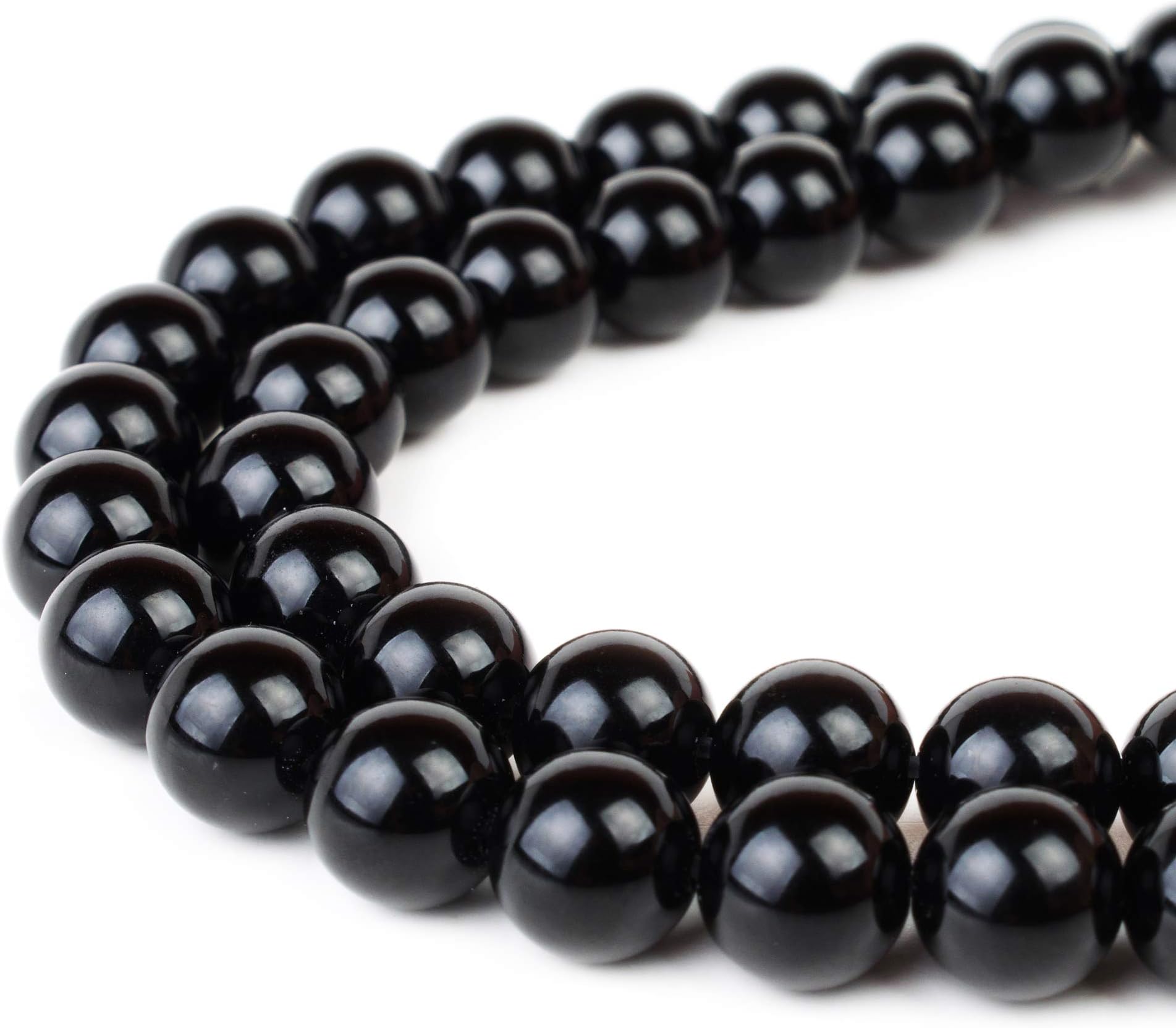 RVG 6mm Natural Black Onyx Beads Round Gemstone Loose Agate Stone Mala 15.5 in Strand for Jewelry Making (Approx 63-65 pcs)