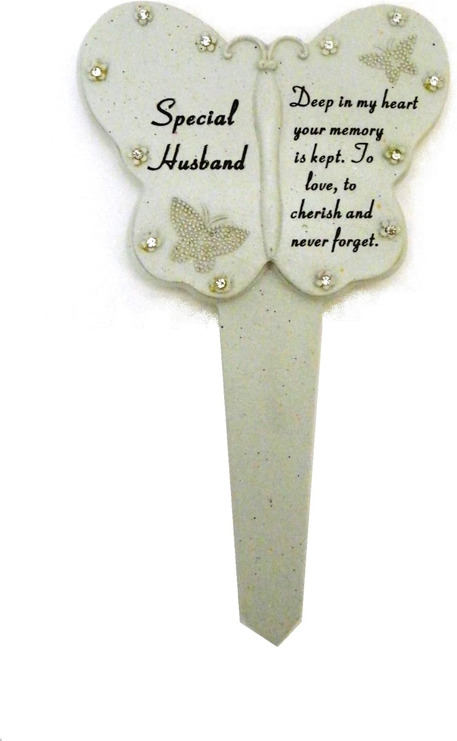 David Fischhoff Husband Diamante Memorial Butterfly Stake Garden Stone Plaque Grave Ornament pushes in ground