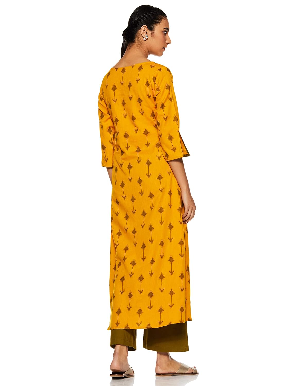 janasya women's cotton printed a-line kurta with straight pant
