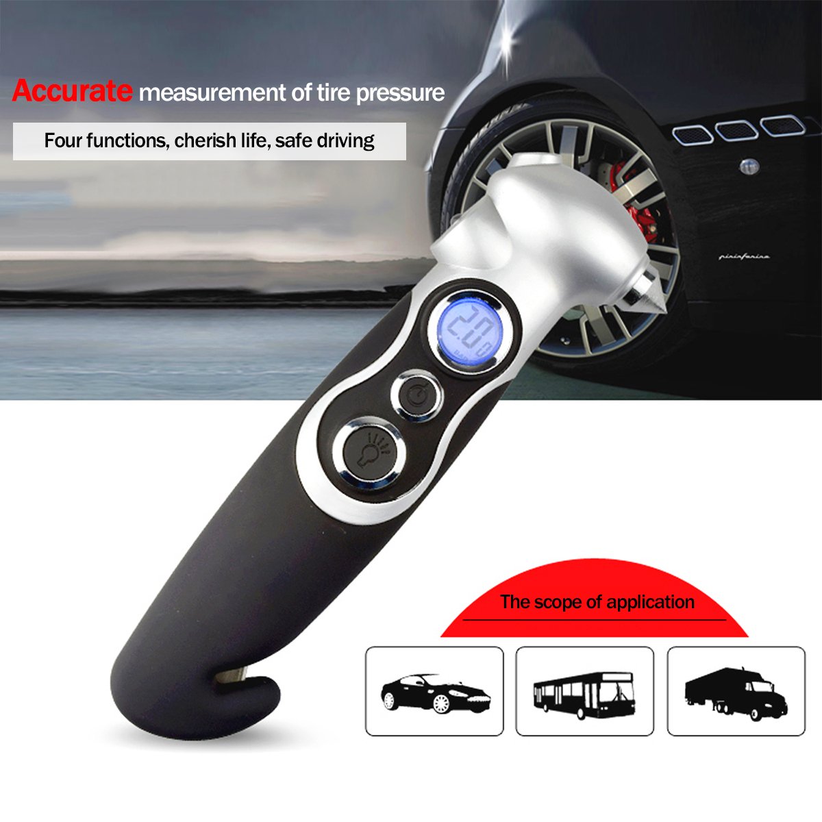 Reifendruckprüfer Digital Luftdruckprüfer Reifendruckmesser mit Reifendruck LCD Display für LKW Fahrräder Motorräder Autos