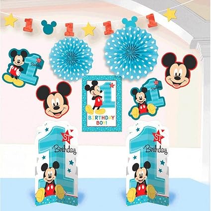Amazon Com Amscan Mickey Mouse 1st Birthday Room Decorating Kit 10