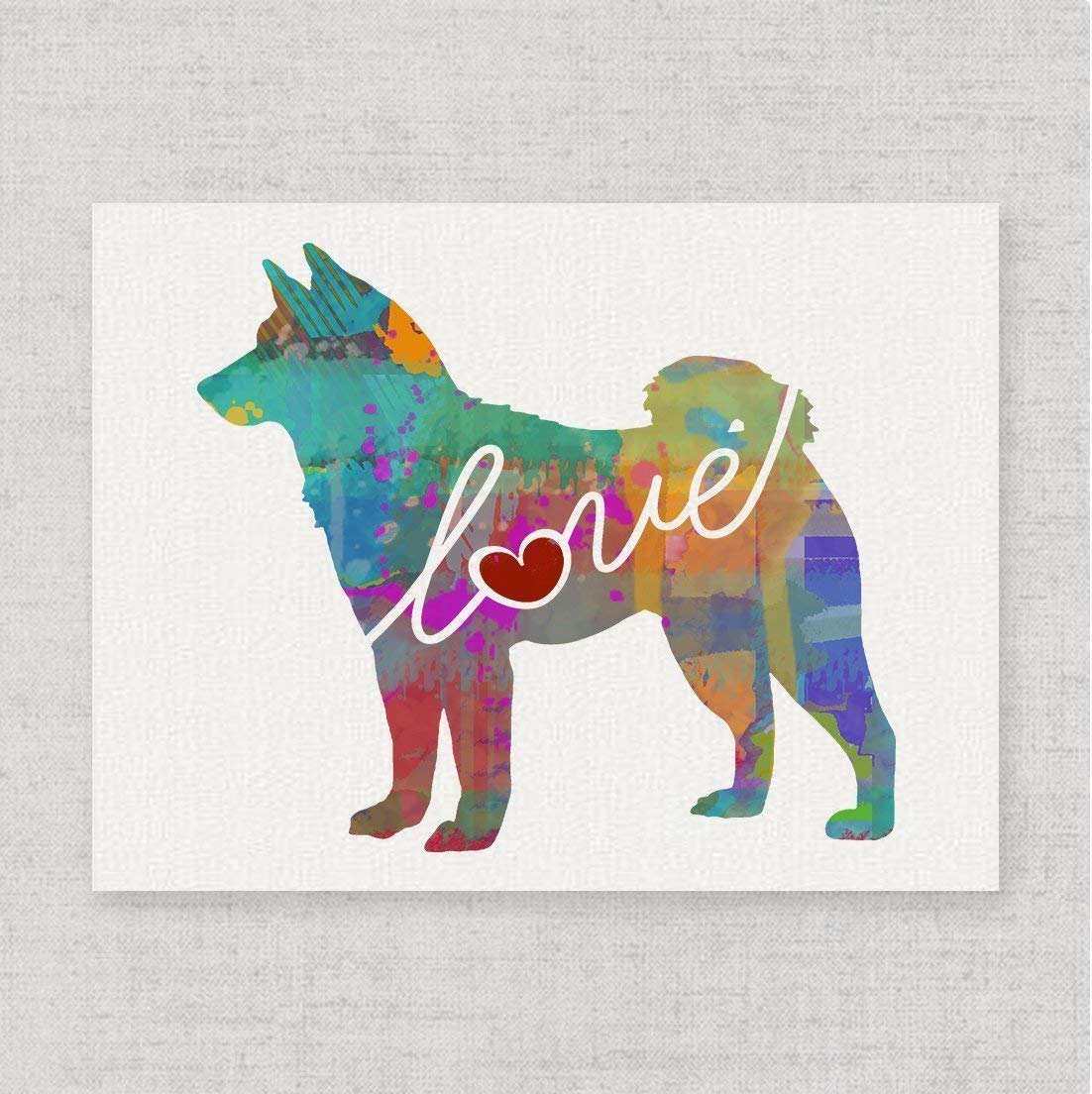 Shiba Inuakita Love A Colorful Watercolor Style Fine Wall Art Home Decor Dog Lover Print Unframed And Can Be Personalized