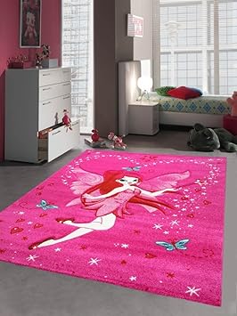 Kinderteppich Spielteppich Kinderzimmer Mädchen Zauberfee Fee Tinkerbell Pink Größe 80x150 cm