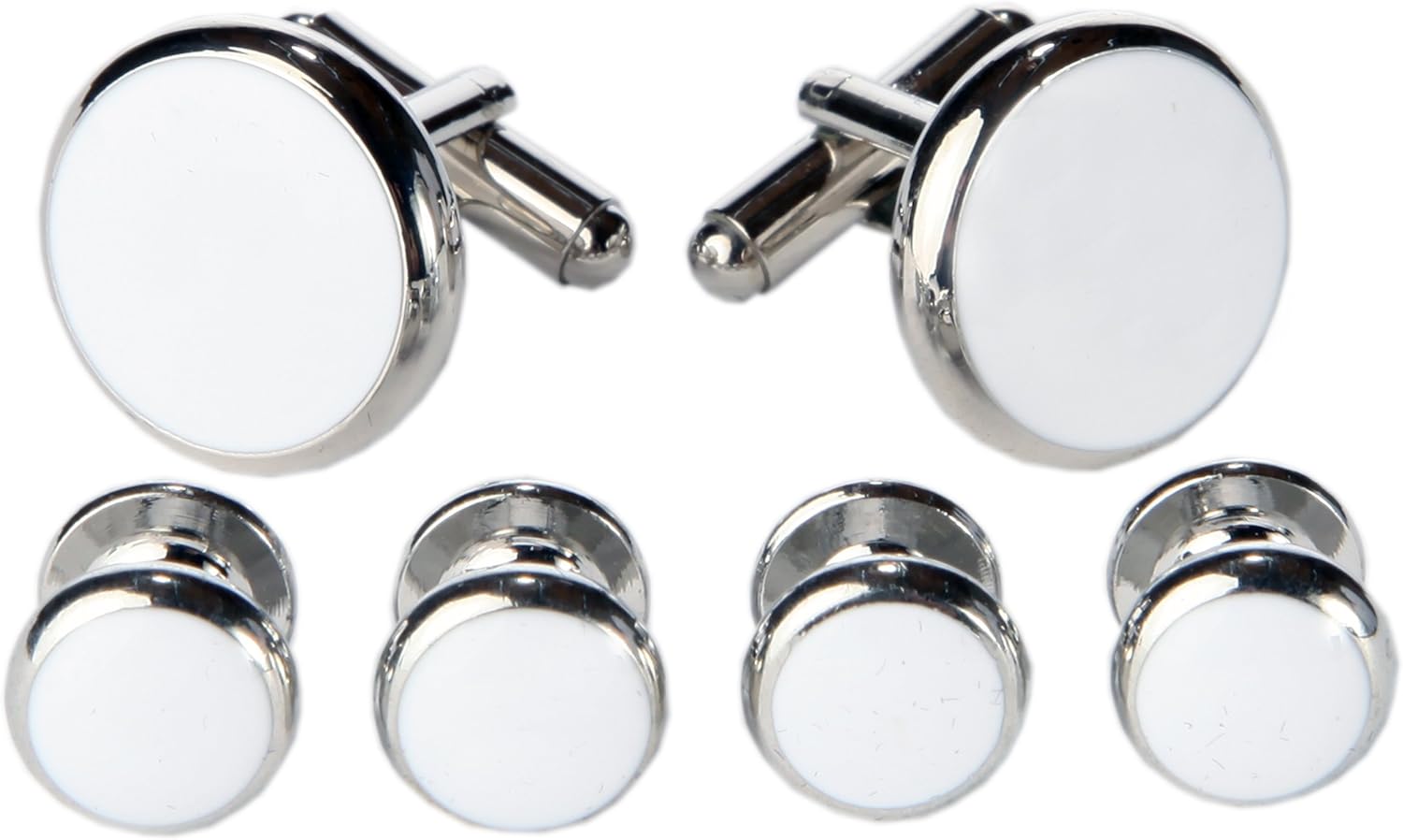 Cufflinks and Studs Set For Tuxedo Classy Gift Box Included (White