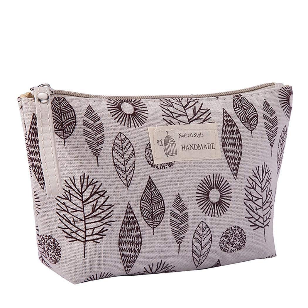 SUGEER Cotton Linen Large Capacity Makeup Bag Multifunction Print Travel Cosmetic Bag Change Bag 1PC,Printed Canvas Cosmetic Bag, Multi-Function Travel Coin Purse Holder Bags