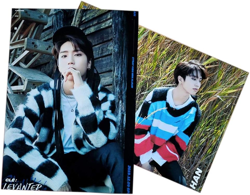 Kunandroc 2PCS/Set Kpop Stray Kids Mini Album"Clé : Levanter" Poster Wall Stickers, Official Supported Poster for Fans, 30×21cm(Han Ji-Sung)