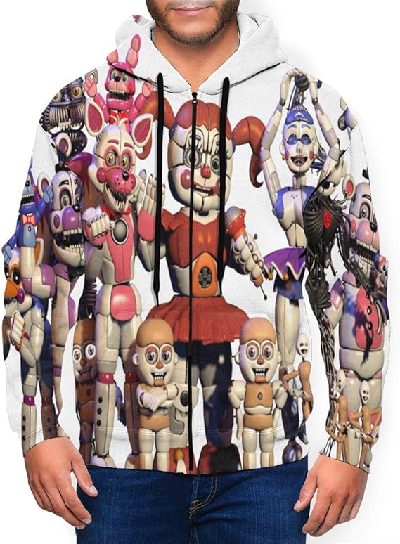 Others Five Nights at Freddy Sudaderas con Capucha para Hombre con Cremallera y Sombrero