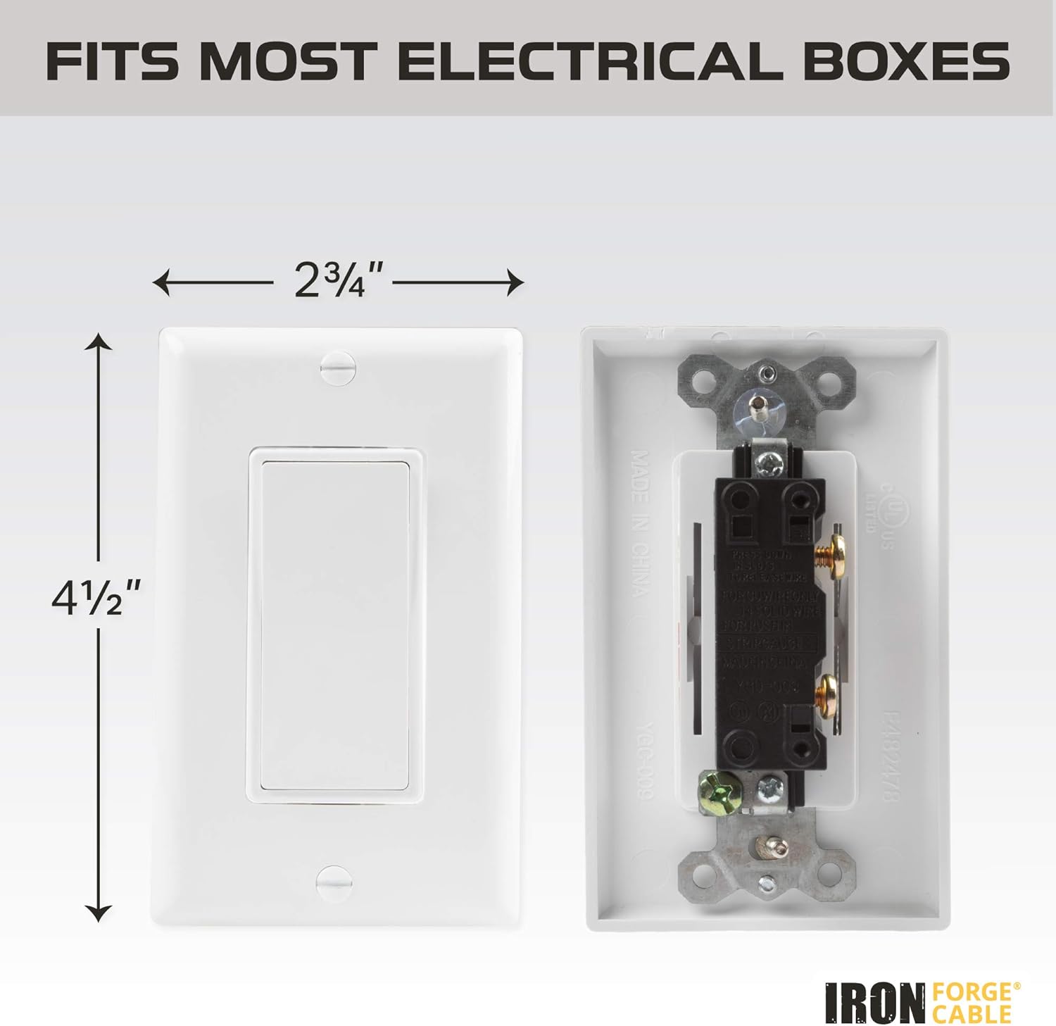 Rocker Light Switch with Wall Plate, 10 Pack, White - 3 Way Decorator Paddle Switch, Three Wire, Residential Grade, 15 Amp, 120/277V, UL Listed - - 